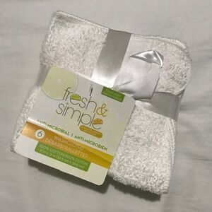 New 6-PACK 100% Cotton Washcloths Body Face Solid White Bath Gifts
